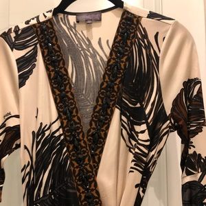 Hale Bob Wrap Dress with Beading